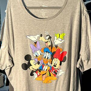 Disney & Friends Grey Cotton Blend Graphic Print Tee T-Shirt SZ 5XL